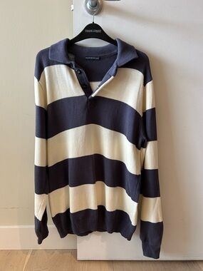 Brandy Striped Navy and Cream Knit Sweater -